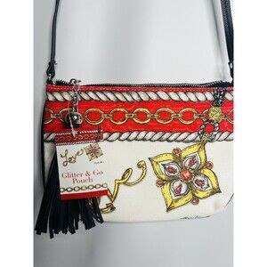 Brighton Glitter and Go Crossbody Pouch Love Canvas 10.5 x 7.5 Bag New With Tags